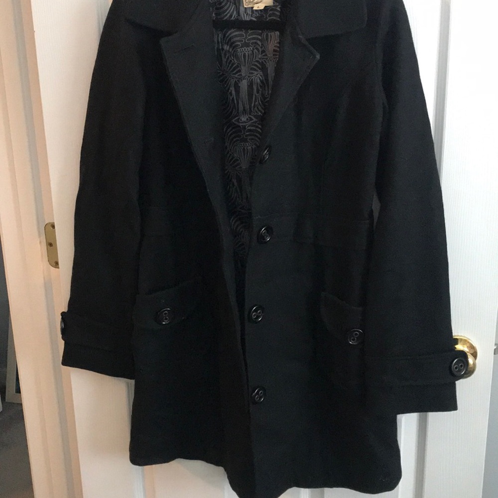 Black “wool” dress coat